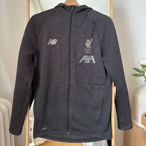 Liverpool FC (LFC) Training Travel Full Zip Hoodie 19-20, Dark Grey, Adult Small